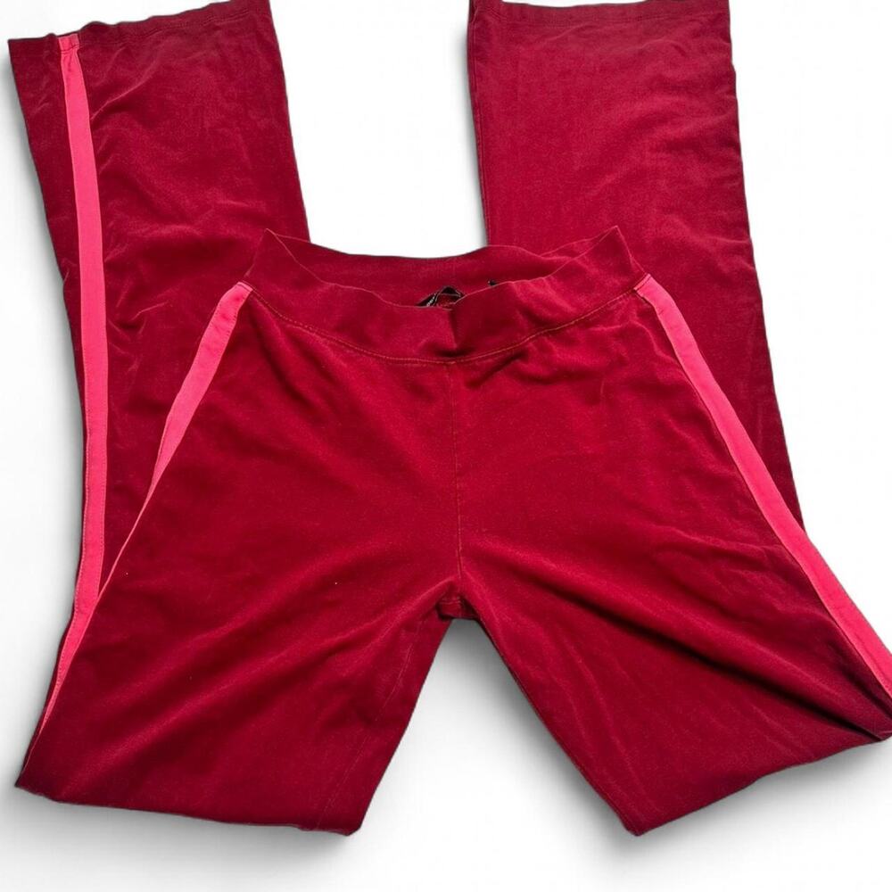 Y2K Flared Leggings low rise red pink side strips size small Moda International